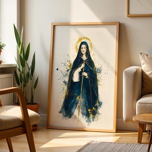 Saint Bridget of Sweden Printable Art | Watercolor Catholic Wall Decor image 2