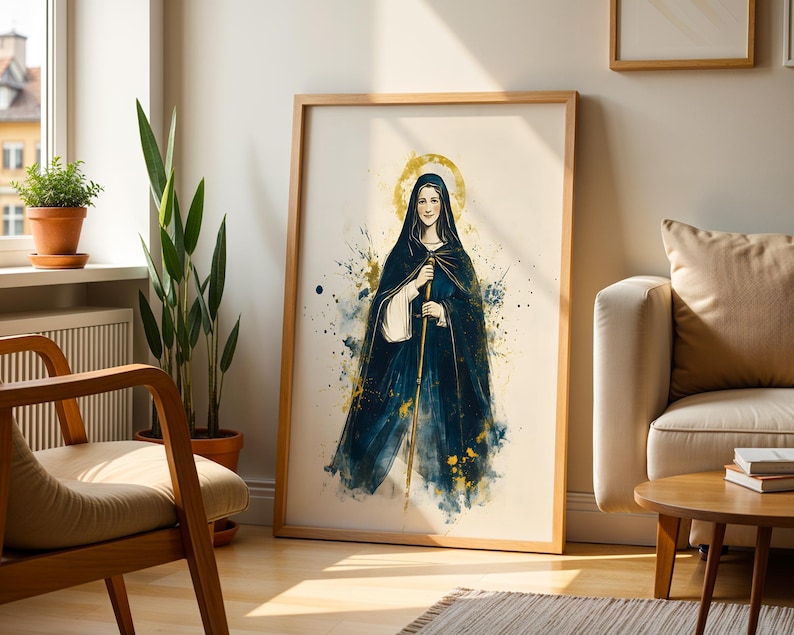 Saint Bridget of Sweden Printable Art | Watercolor Catholic Wall Decor image 2