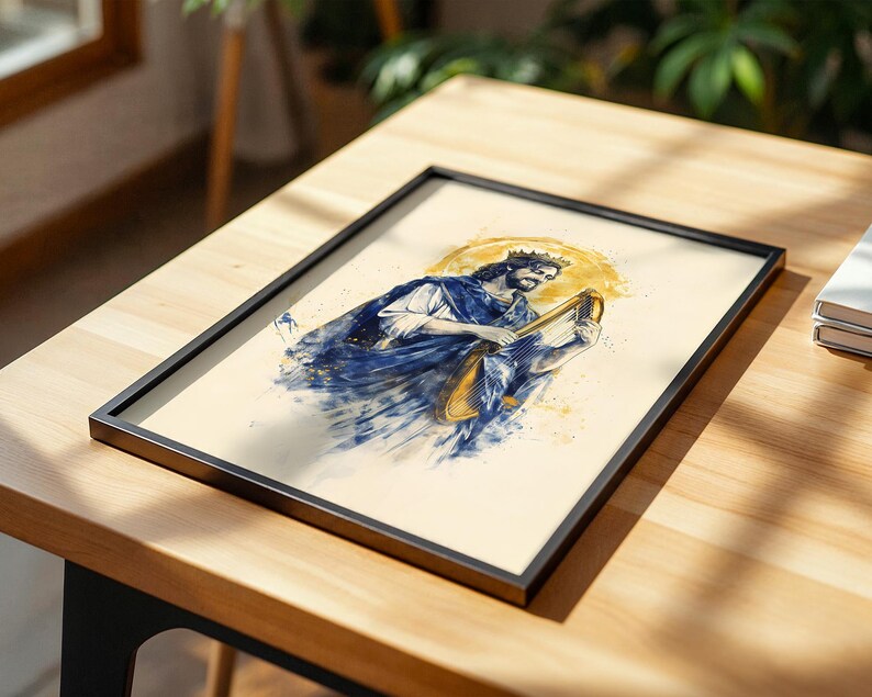 King David Framed Poster | Modern Watercolor Catholic Wall Art image 9