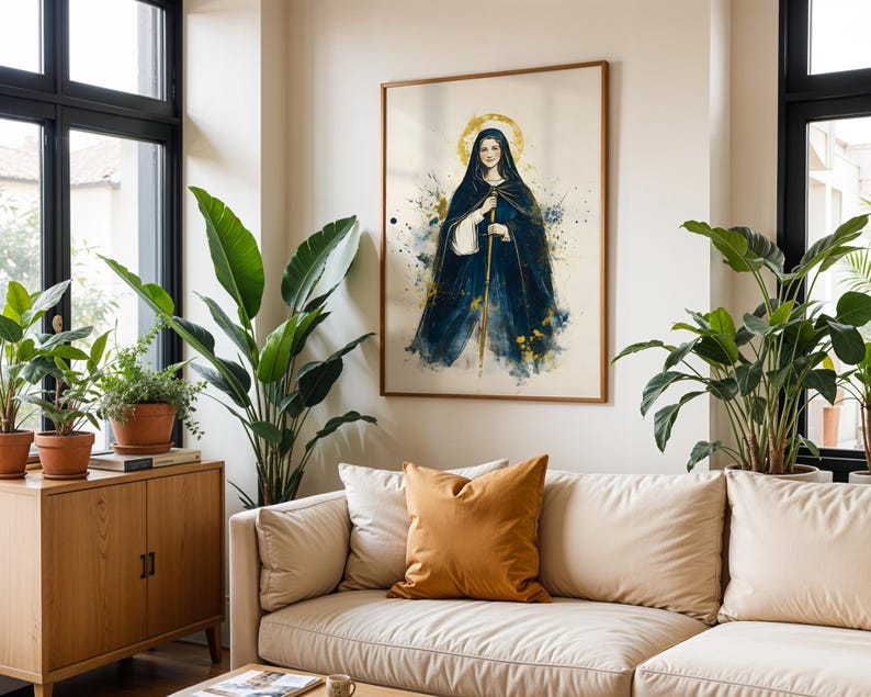 Saint Bridget of Sweden Printable Art | Watercolor Catholic Wall Decor image 6