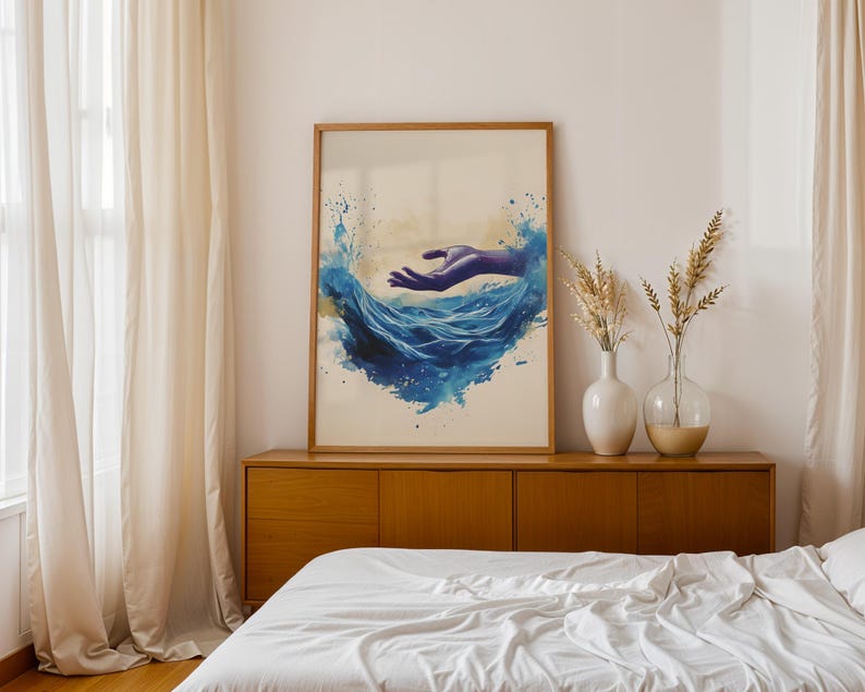 De schepping van de zee en de hemel | Ingelijste poster | Minimalistische katholieke muurdecoratie afbeelding 13
