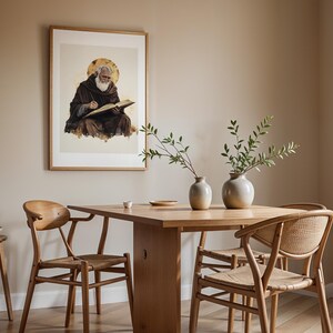 encadrée de Saint Bède le Vénérable | Art mural catholique minimaliste image 13