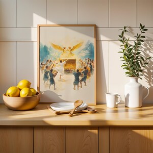 David dansar framför arken inramad poster | Modern akvarell kristen väggkonst bild 12