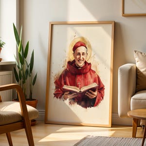 Saint Bonaventure Printable Art | Modern Watercolor Catholic Wall Decor image 2