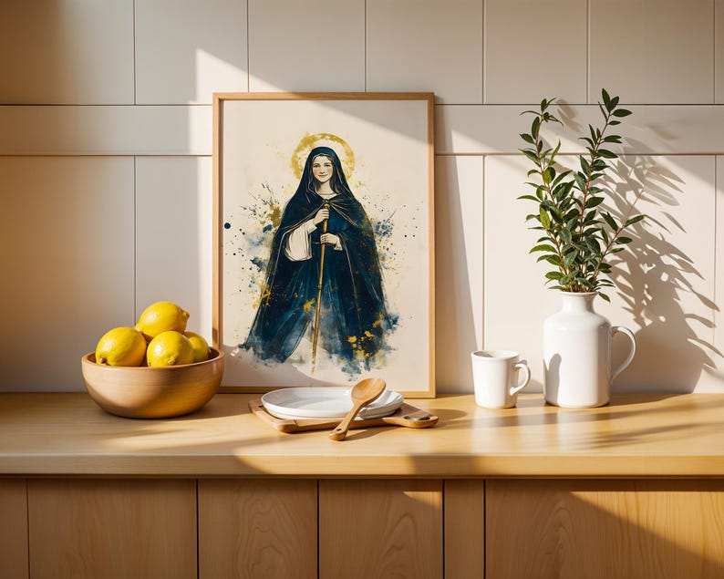 Saint Bridget of Sweden Printable Art | Watercolor Catholic Wall Decor image 7