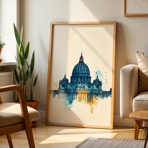 Inramad poster med Peterskyrkan | Minimalistisk katolsk väggkonst | Träram bild 10