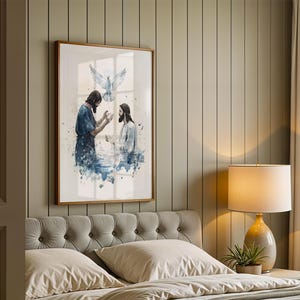 Le baptême de Jésus affiche encadrée | Art mural chrétien moderne image 14