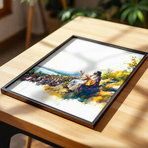 The Sermon on the Mount Printable Art | Watercolor Catholic Wall Decor image 12