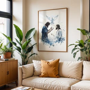 Le baptême de Jésus affiche encadrée | Art mural chrétien moderne image 10