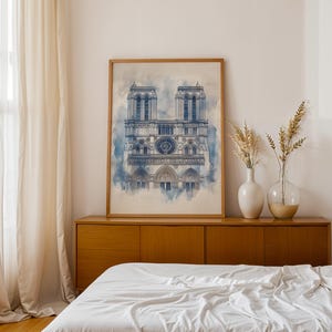 Notre-Dame de Paris inramad poster | Minimalistisk katolsk väggkonst bild 13