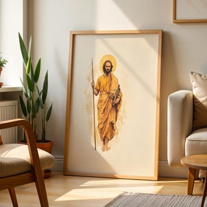 Der heilige Thomas der Apostel gerahmtes Poster | Minimalistische katholische Wandkunst Bild 9