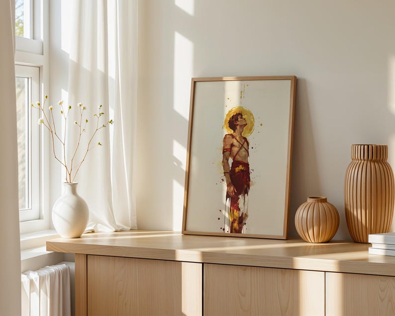 Saint Sebastian Printable Art | Watercolor Catholic Wall Decor image 2
