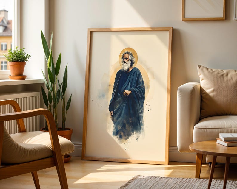 Inramad poster med aposteln Sankt Andreas | Minimalistisk katolsk väggkonst bild 13