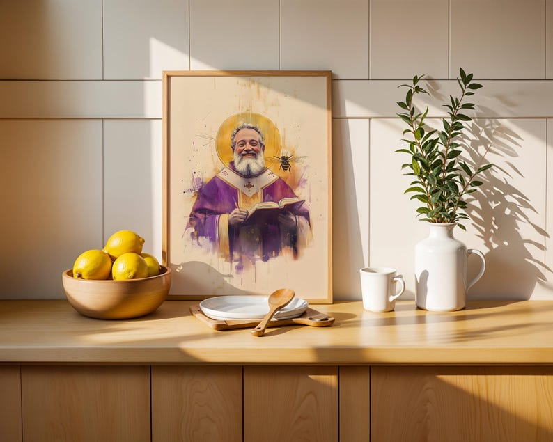 Saint Ambrose of Milan Framed Poster | Minimalist Catholic Wall Art afbeelding 12