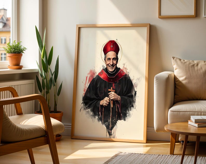 Saint Charles Borromeo Framed Poster | Modern Catholic Wall Art image 2