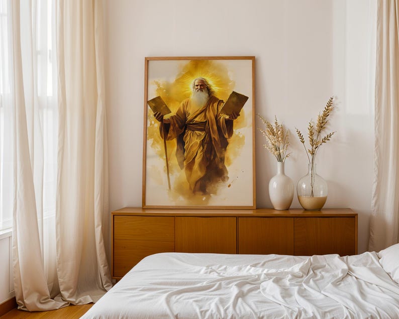 Moses-Kunstdrucke | Moderne katholische Wanddekoration im Aquarellstil Bild 8