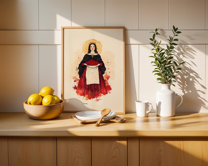 Poster incorniciato di Santa Elisabetta d'Ungheria / Decorazione murale cattolica minimalista immagine 13