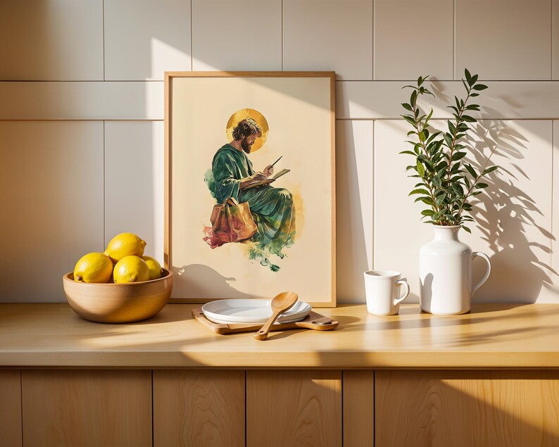 Utskrivbar konst av aposteln Matteus | Akvarell katolsk väggdekoration bild 7