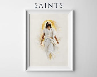 The Risen Christ Framed Poster | Modern Watercolor Catholic Wall Art