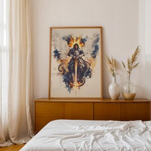 Saint Michael the Archangel Printable Art | Modern Catholic Watercolor Wall Decor image 13