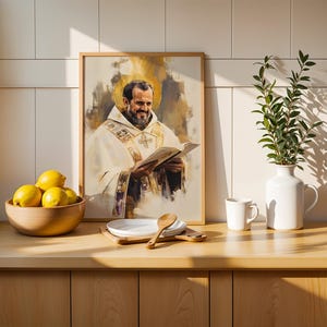 Saint John Chrysostom Framed Poster | Minimalist Catholic Wall Art image 12