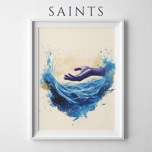 De schepping van de zee en de hemel | Ingelijste poster | Minimalistische katholieke muurdecoratie afbeelding 1