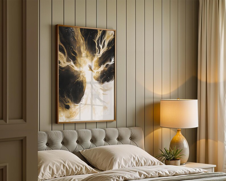 Poster incorniciato "La Creazione della Luce" / Opera d'arte cattolica moderna ad acquerello da appendere al muro immagine 3