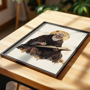 Arte para imprimir de São Beda, o Venerável | Decoração de parede católica em aquarela imagem 9