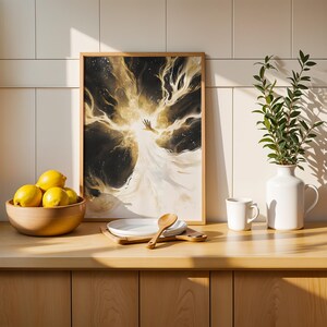 Poster incorniciato "La Creazione della Luce" / Opera d'arte cattolica moderna ad acquerello da appendere al muro immagine 12
