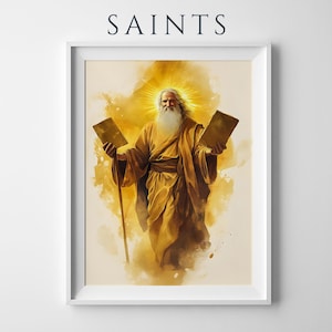 Moses-Kunstdrucke | Moderne katholische Wanddekoration im Aquarellstil Bild 1