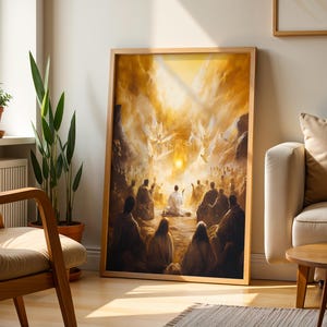 La vision d'Isaïe du trône céleste imprimable | Décoration murale catholique aquarelle image 5