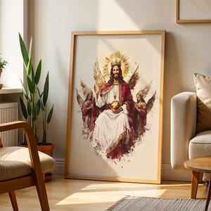 Jesus Christ the King Printable Art | Modern Watercolor Catholic Wall Decor image 4