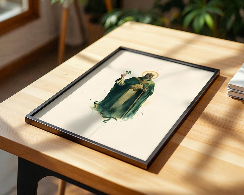 Saint Patrick of Ireland Framed Poster | Modern Catholic Wall Art | Ready to Hang Spiritual Decor image 4