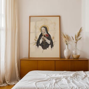 Lámina imprimible de Santa Rita de Casia / Decoración de pared católica moderna en acuarela imagen 7