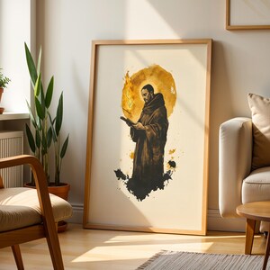 Stampa artistica di San Giovanni della Croce / Decorazione murale cattolica moderna ad acquerello immagine 2