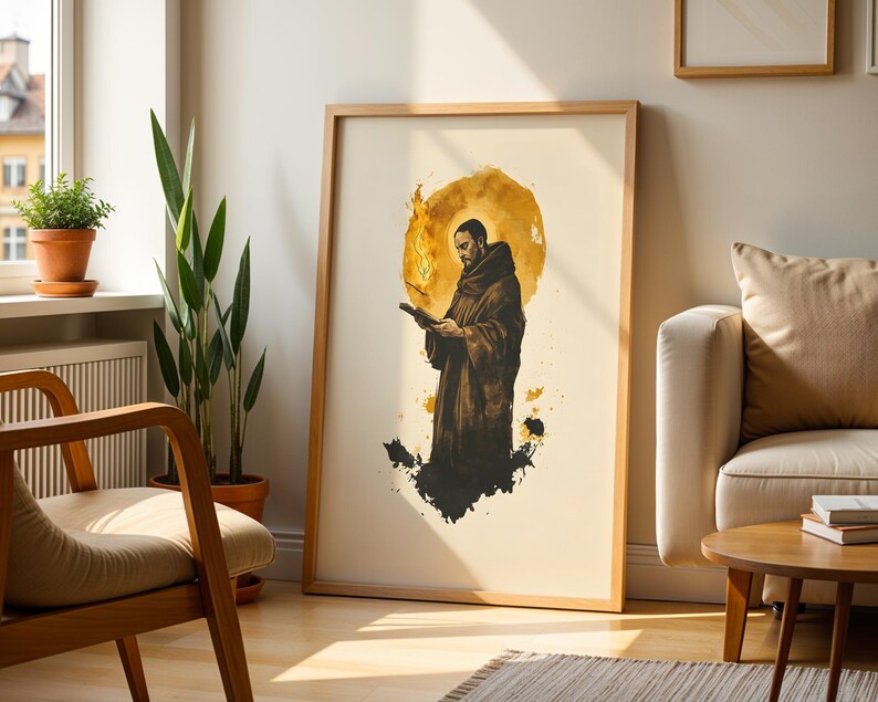 Stampa artistica di San Giovanni della Croce / Decorazione murale cattolica moderna ad acquerello immagine 2