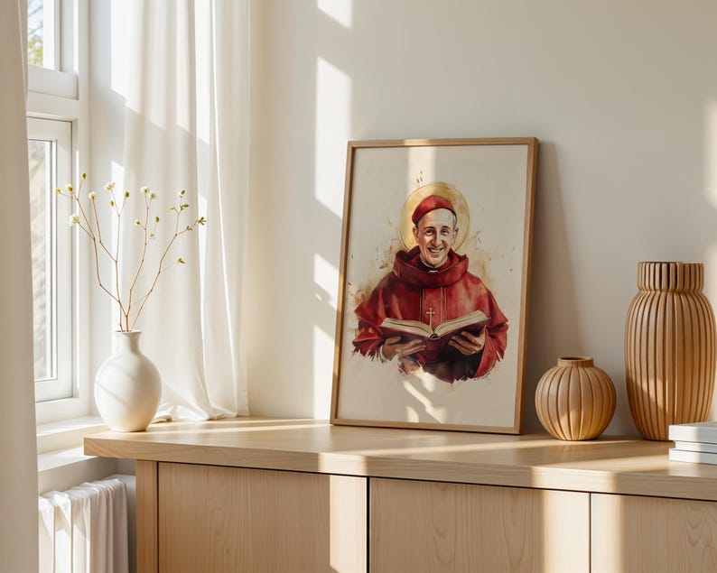 Saint Bonaventure Printable Art | Modern Watercolor Catholic Wall Decor image 4