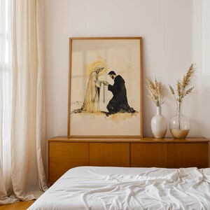 Our Lady Gives the Rosary to Saint Dominic Framed Poster | Minimalist Catholic Watercolor Wall Art image 13