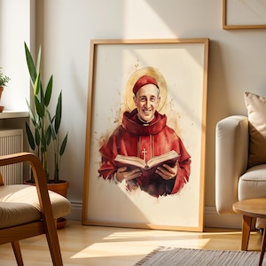 Saint Bonaventure Framed Poster | Modern Watercolor Catholic Wall Art image 2