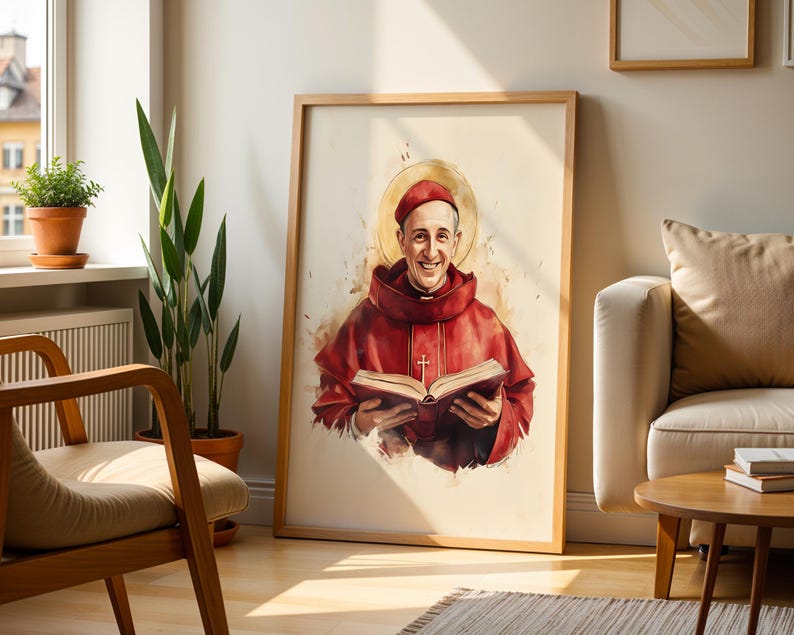 Saint Bonaventure Framed Poster | Modern Watercolor Catholic Wall Art image 2