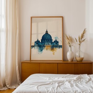 Inramad poster med Peterskyrkan | Minimalistisk katolsk väggkonst | Träram bild 13