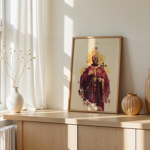Arte imprimible de San Ignacio de Antioquía / Decoración católica de pared en acuarela imagen 4