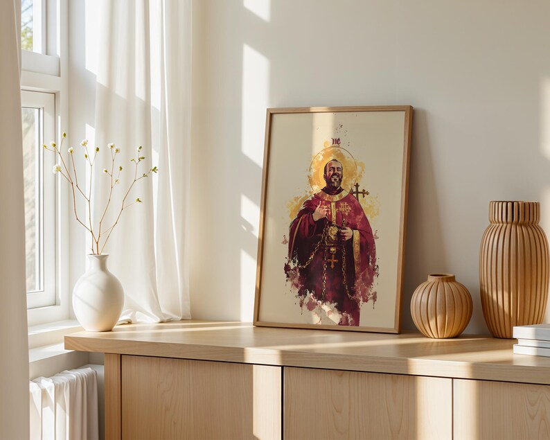 Arte imprimible de San Ignacio de Antioquía / Decoración católica de pared en acuarela imagen 4