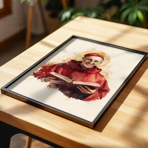 Saint Bonaventure Framed Poster | Modern Watercolor Catholic Wall Art image 10
