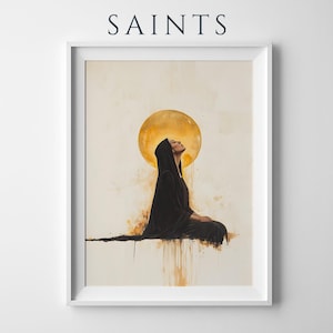 Saint Monica — Tears for Augustine Framed Poster | Minimalist Catholic Wall Art image 1