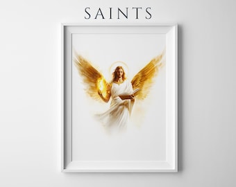 Saint Uriel the Archangel Printable Art | Watercolor Catholic Wall Decor