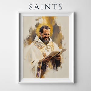 Saint John Chrysostom Framed Poster | Minimalist Catholic Wall Art image 1