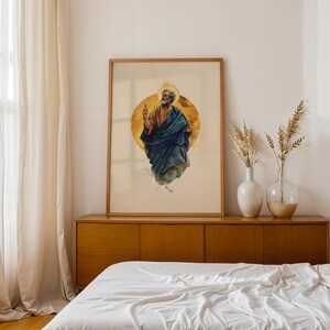 Inramad poster med aposteln Sankt Petrus | Modern akvarell katolsk väggkonst bild 12