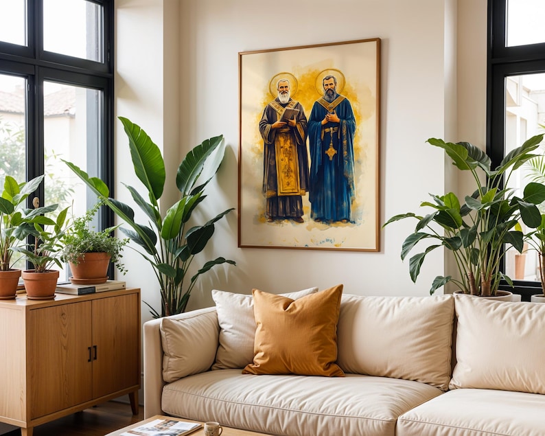 Saint Cyril and Methodius Printable Art | Modern Watercolor Catholic Wall Decor image 6
