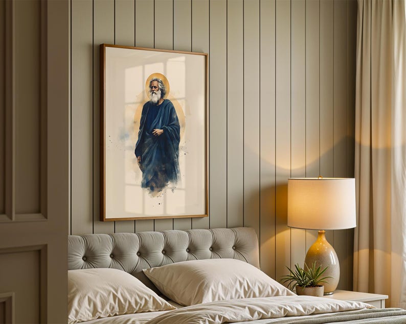 Inramad poster med aposteln Sankt Andreas | Minimalistisk katolsk väggkonst bild 14